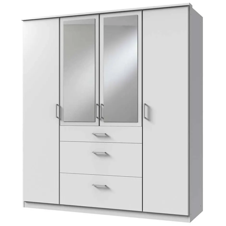 179x199x58 Moderner Kleiderschrank in Weiß mit Spiegeln - Cador^Wohnen Discount