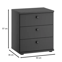 Wohnen 50x57x36 Nachtkommode in Dunkelgrau - Mataram
