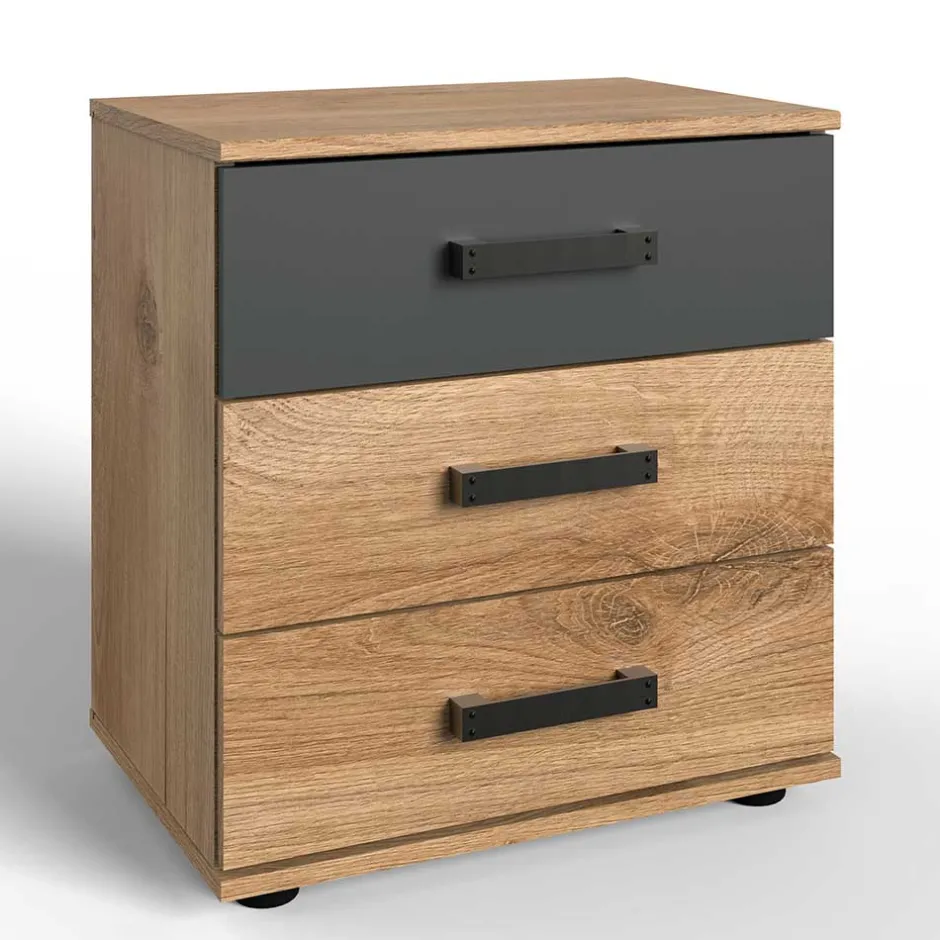 Wohnen 52x58x38 Nachtkommode in Plankeneiche Optik - Enegal