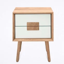Wohnen 40x50x40 Nachtkommode in Weiß & Eiche - Julecas