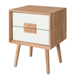 Wohnen 40x50x40 Nachtkommode in Weiß & Eiche - Julecas