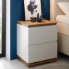 Wohnen 48x59x40 Nachtkommode in Weiß & Eiche - Sennpa