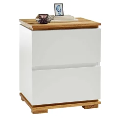 Wohnen 48x59x40 Nachtkommode in Weiß & Eiche - Sennpa