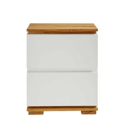 Wohnen 48x59x40 Nachtkommode in Weiß & Eiche - Sennpa