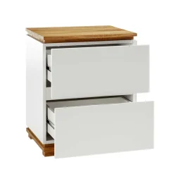Wohnen 48x59x40 Nachtkommode in Weiß & Eiche - Sennpa