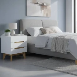 48x60x40 Nachtkommode in Weiß & Eiche - Setubal^Wohnen Sale