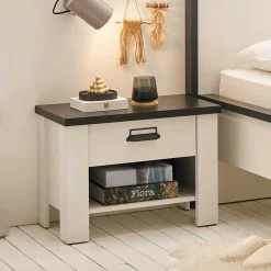 Wohnen 60x46x39 Nachtkommode mit Fach und Schublade - Tramos