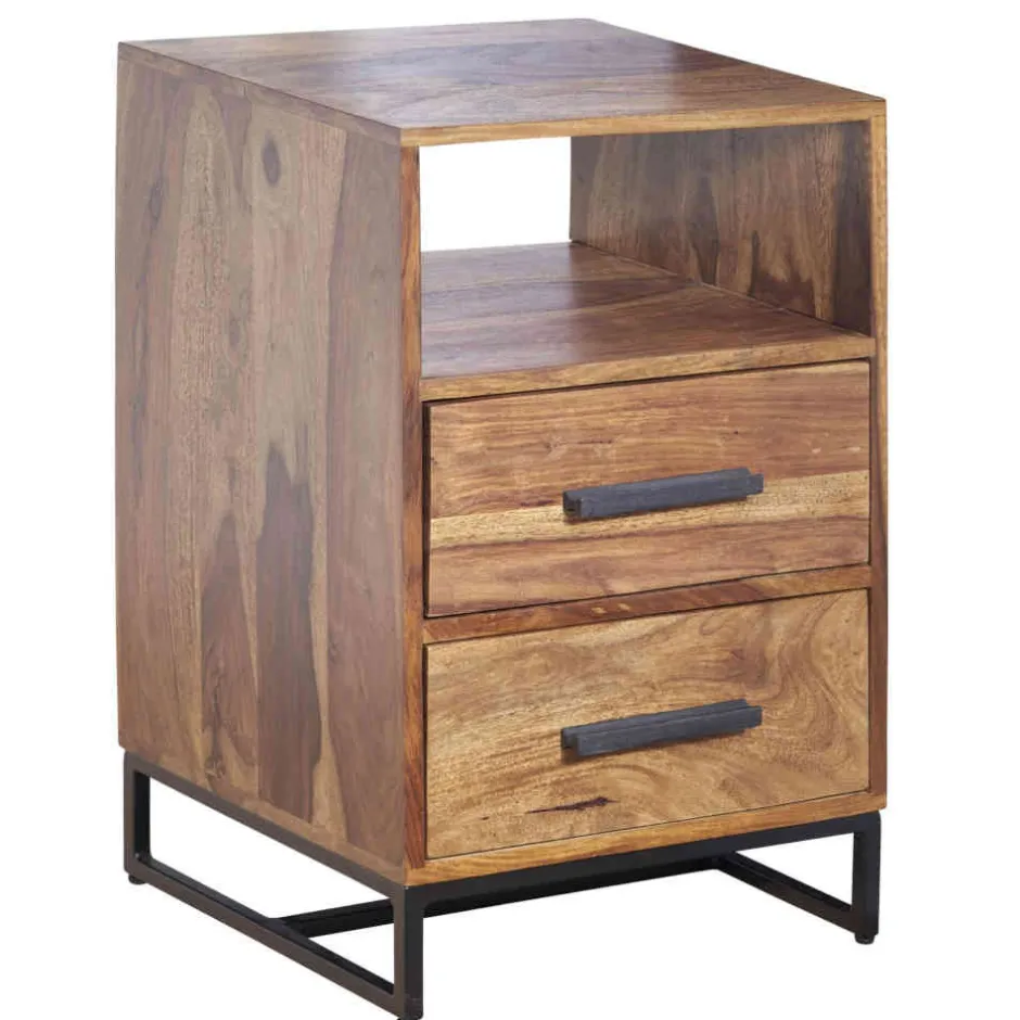 40x66x35 Nachtkommode mit Fach & 2 Schubladen - Crystons^Wohnen Discount