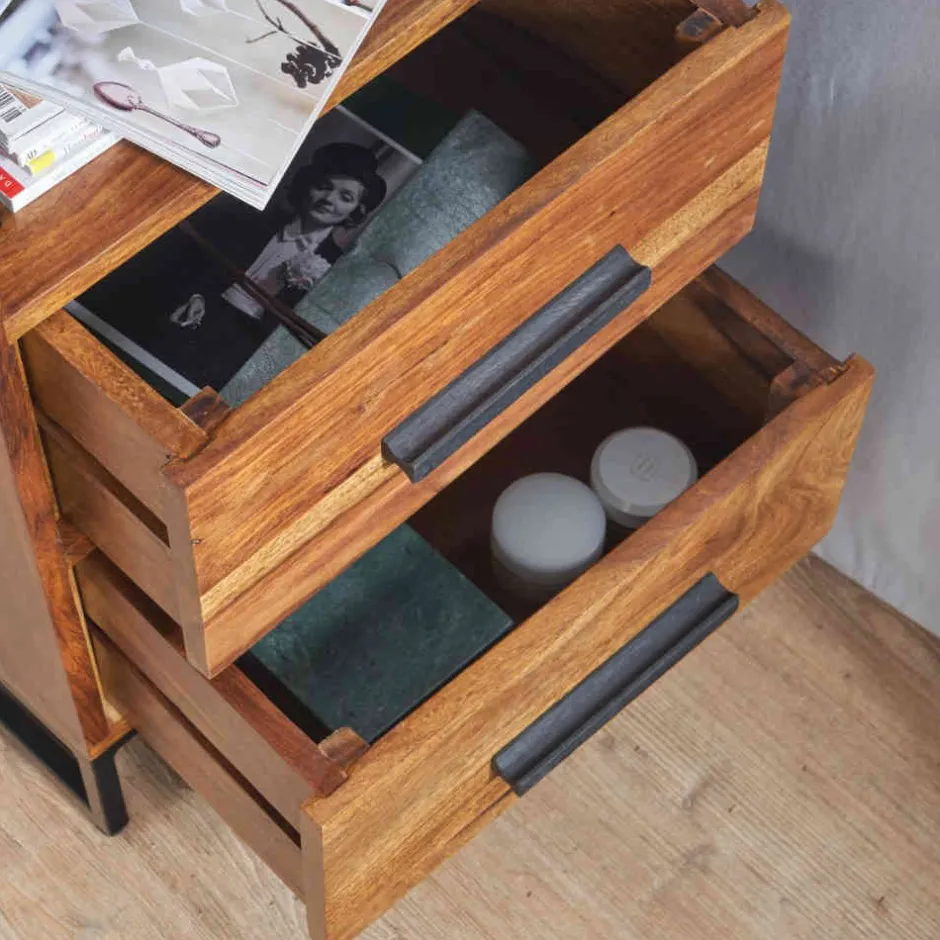 40x66x35 Nachtkommode mit Fach & 2 Schubladen - Crystons^Wohnen Discount