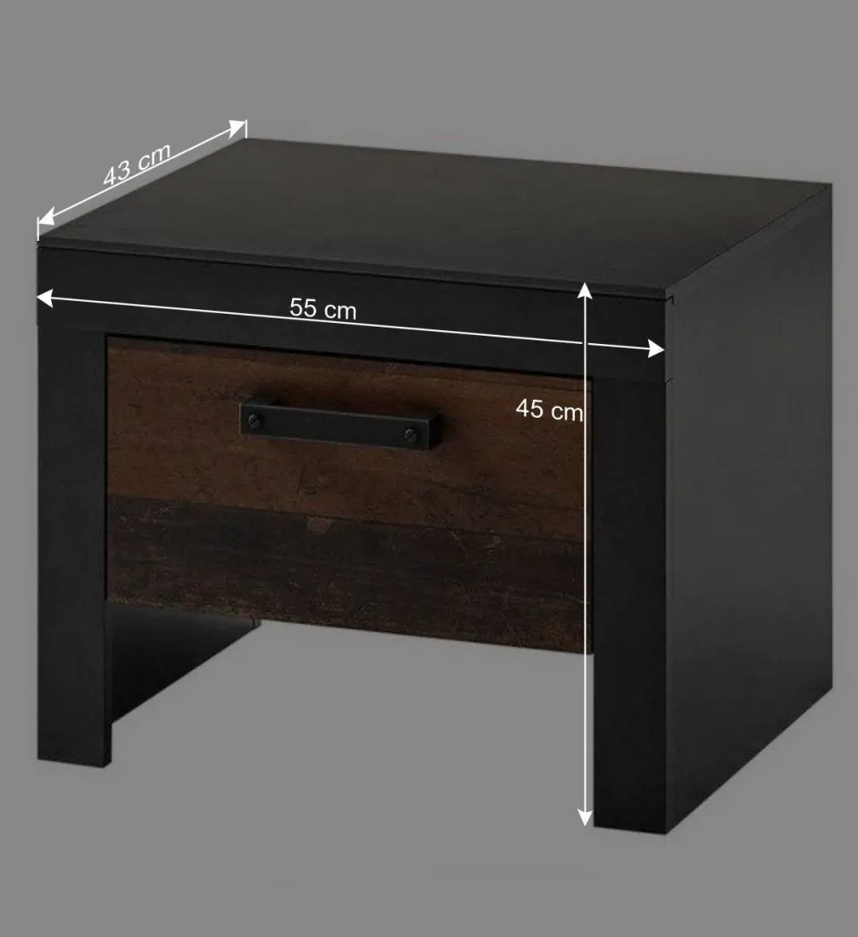 Wohnen 55x45x43 Nachtkommode mit Wangengestell - Timuras