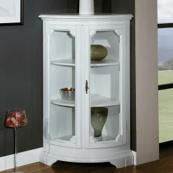 Wohnen 52x112x52 Niedrige Eckvitrine im Vintage Look - Zarinas