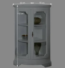 Wohnen 52x112x52 Niedrige Eckvitrine im Vintage Look - Zarinas