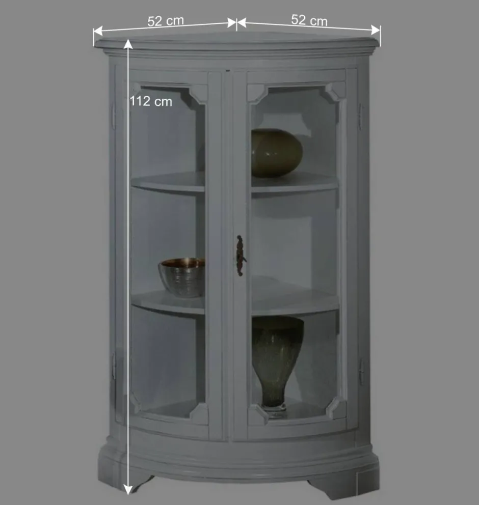 Wohnen 52x112x52 Niedrige Eckvitrine im Vintage Look - Zarinas