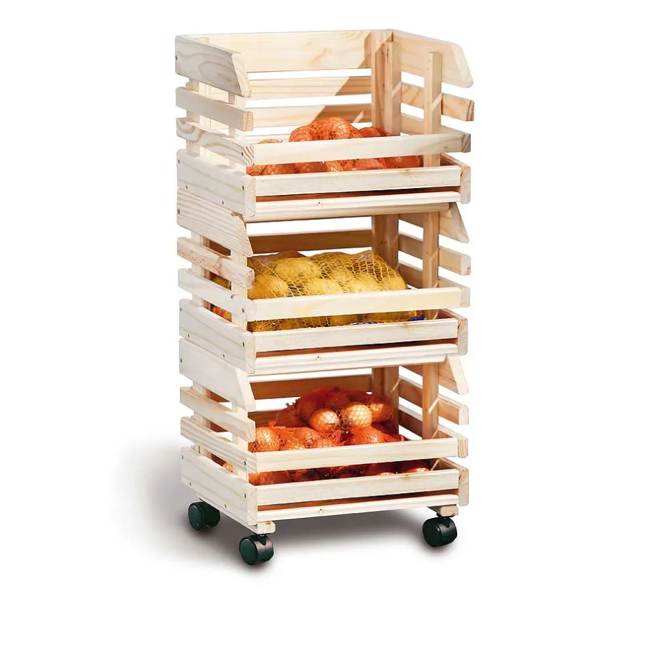 Wohnen 37x80x30 Obst & Gemüse Regal aus Massivholz - Yutaha