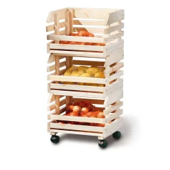 Wohnen 37x80x30 Obst & Gemüse Regal aus Massivholz - Yutaha