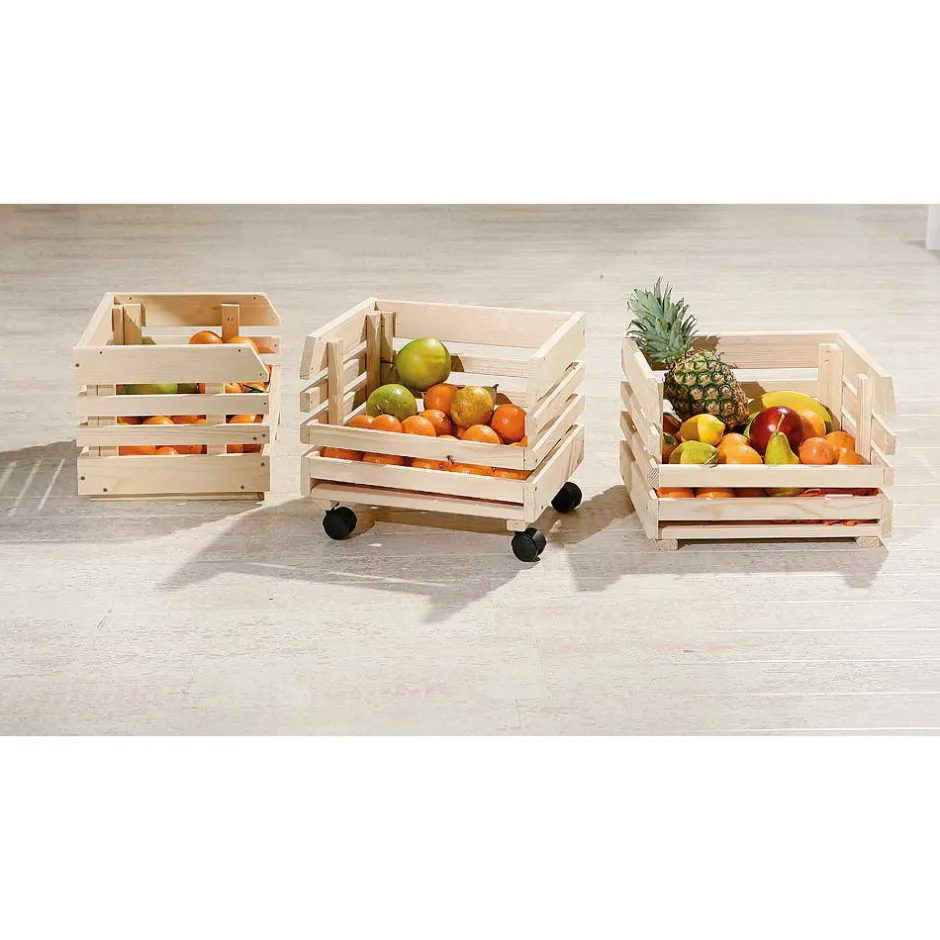 Wohnen 37x80x30 Obst & Gemüse Regal aus Massivholz - Yutaha