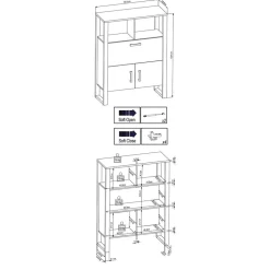 Wohnen 101x134x39 Offener Schrank in Nussbaum NB - Dudleys