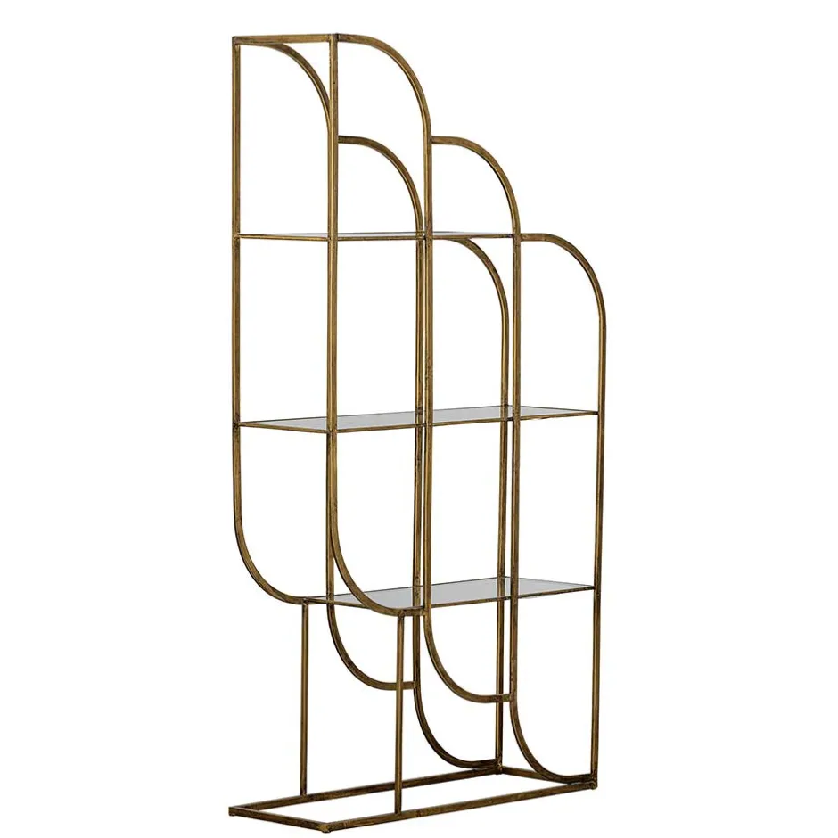 Wohnen 96x190x35 Offenes Regal in Altmessing Metall - Valencra