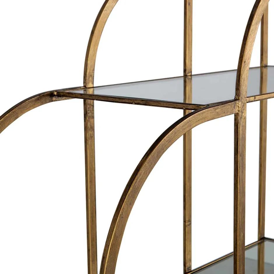 Wohnen 96x190x35 Offenes Regal in Altmessing Metall - Valencra