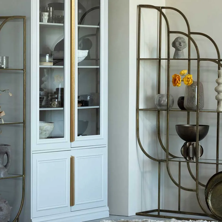 Wohnen 96x190x35 Offenes Regal in Altmessing Metall - Valencra