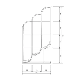 Wohnen 96x190x35 Offenes Regal in Altmessing Metall - Valencra