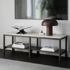 Wohnen 140x45x40 Offenes Regal in Beige Travertin - Calumha