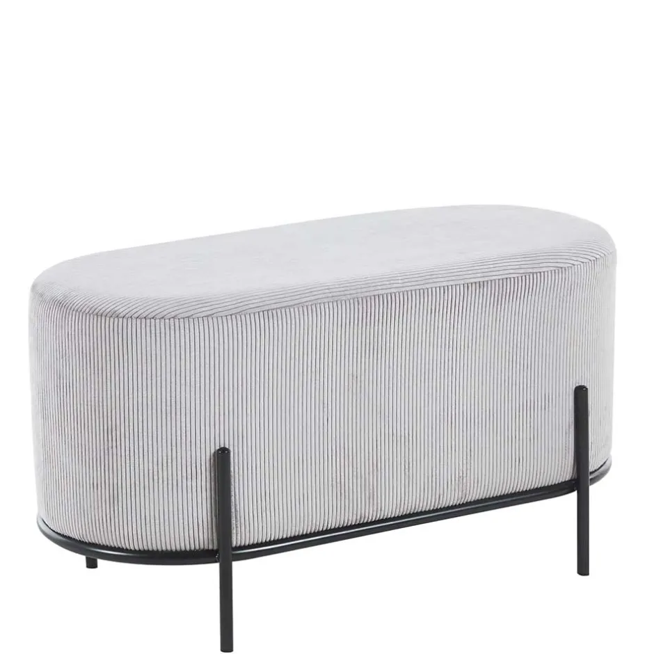 Wohnen 80x42x40 Ovaler Polsterhocker in Hellgrau - Piava