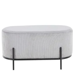 Wohnen 80x42x40 Ovaler Polsterhocker in Hellgrau - Piava