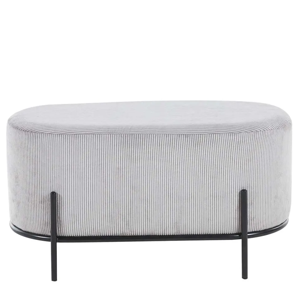 Wohnen 80x42x40 Ovaler Polsterhocker in Hellgrau - Piava