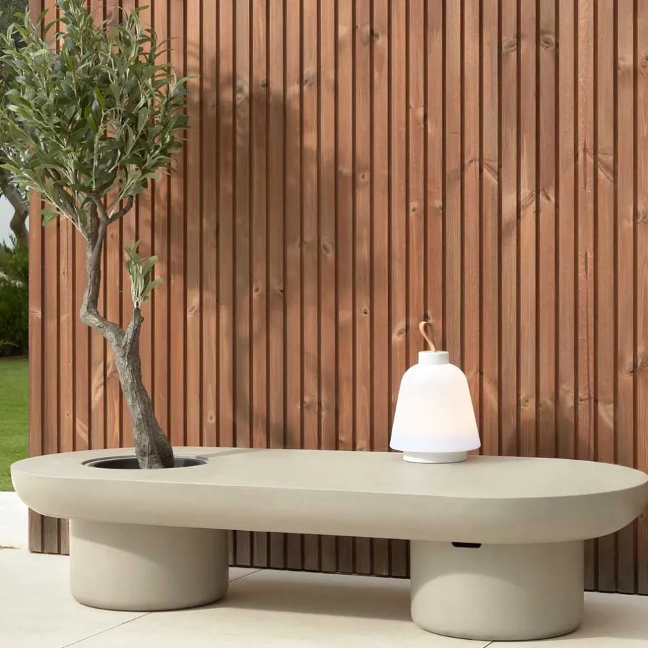 Wohnen 140x30x60 Ovaler Tisch aus Leichtbeton - Catania