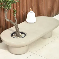 Wohnen 140x30x60 Ovaler Tisch aus Leichtbeton - Catania