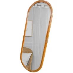 44x120x4 Ovaler Wandspiegel mit Rattan Rahmen - Offia^Wohnen New