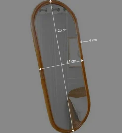 44x120x4 Ovaler Wandspiegel mit Rattan Rahmen - Offia^Wohnen New