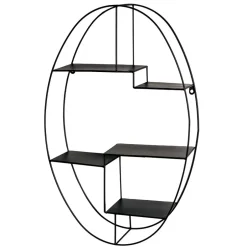 Wohnen 44x71x16 Ovales Wandregal aus Metall in Schwarz - Jaglyn