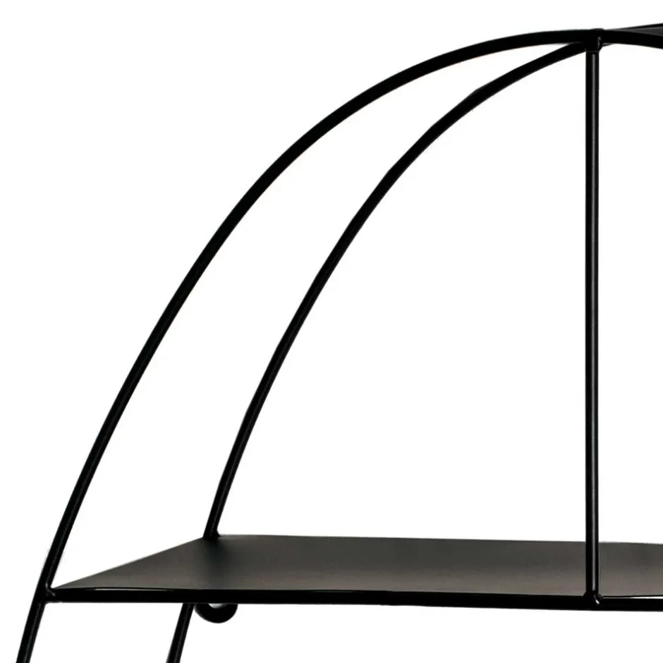 Wohnen 44x71x16 Ovales Wandregal aus Metall in Schwarz - Jaglyn