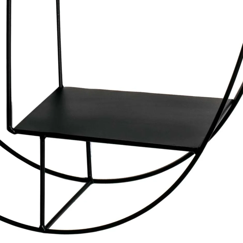 Wohnen 44x71x16 Ovales Wandregal aus Metall in Schwarz - Jaglyn