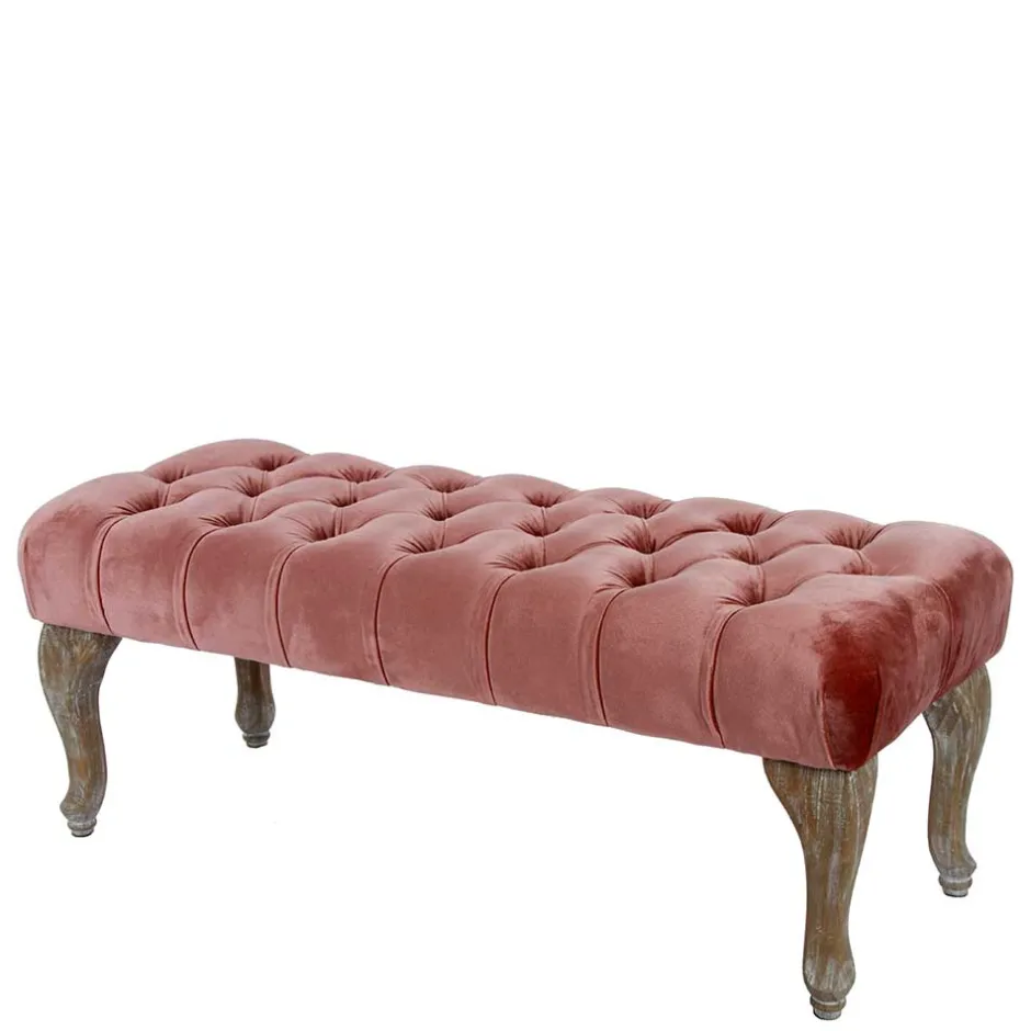 100x40x42 Polsterbank in Rosa Samt - Fregato^Wohnen New