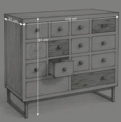 110x91x37 Recyclingholz Kommode mit 14 Schubladen - Emirello^Wohnen Hot
