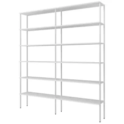 Wohnen 197x220x31 Regal aus Stahl & Holz in Weiß - Leyma