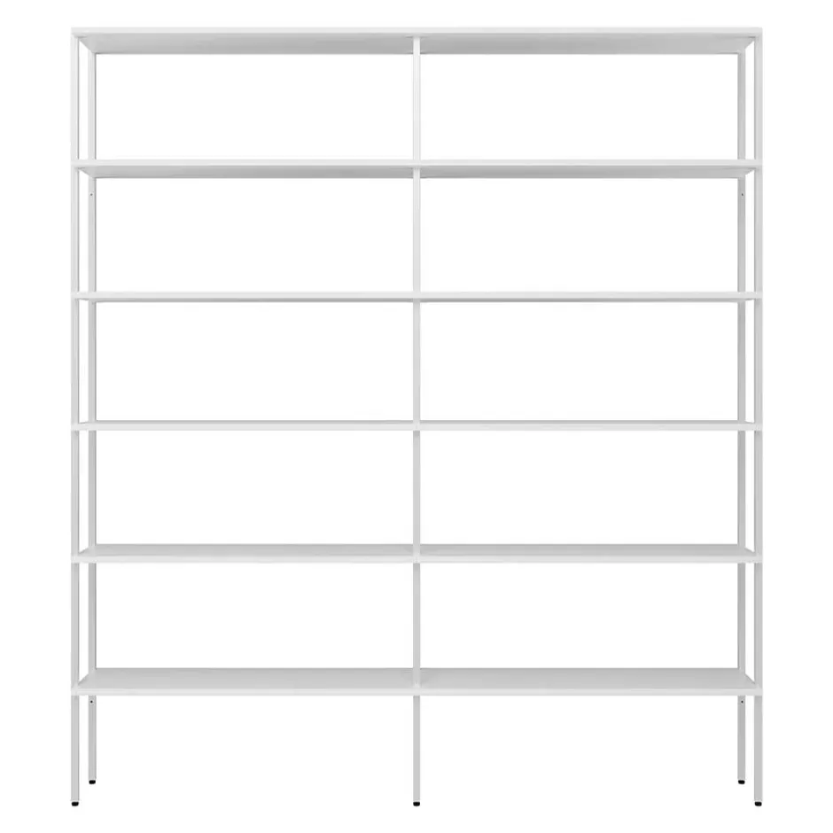 Wohnen 197x220x31 Regal aus Stahl & Holz in Weiß - Leyma