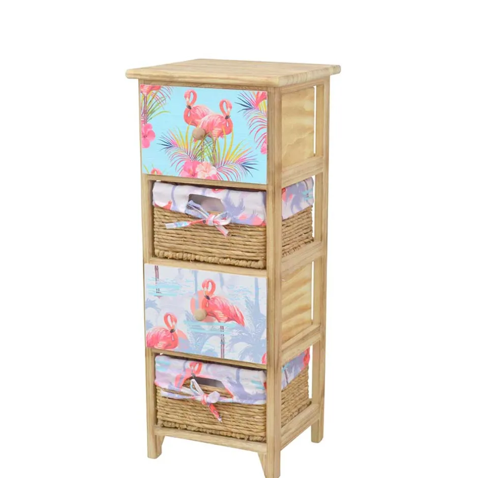 Wohnen 30x74x30 Regal mit Schubkästen & Körben - Scando