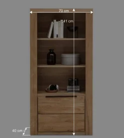 Wohnen 70x141x40 Regal mit Türfach in Eiche - Nelenia