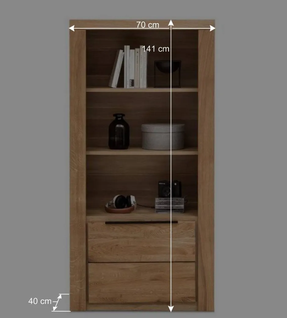 Wohnen 70x141x40 Regal mit Türfach in Eiche - Nelenia