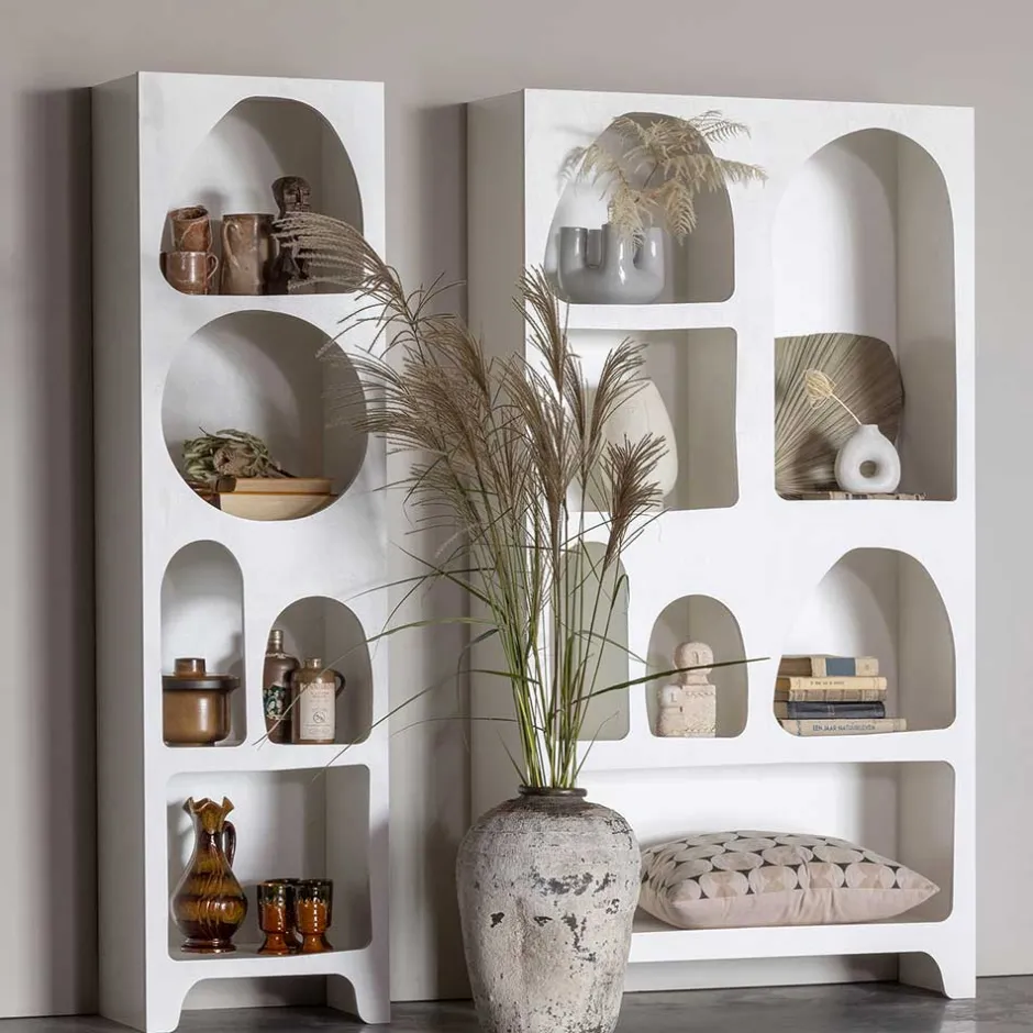 Wohnen 95x180x32 Retro Design Regal in Weiß - Tom