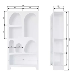 Wohnen 95x180x32 Retro Design Regal in Weiß - Tom
