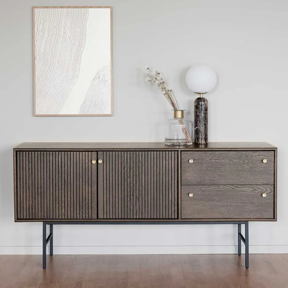 160x75x42 Retro Design Sideboard in Eiche dunkel - Cuzliav^Wohnen Best