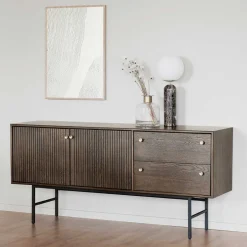 160x75x42 Retro Design Sideboard in Eiche dunkel - Cuzliav^Wohnen Best