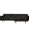 Wohnen 300x85x155 Retro Eckcouch in Schwarz - Avonita