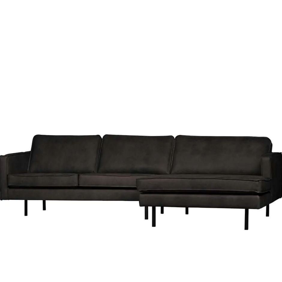 Wohnen 300x85x155 Retro Eckcouch in Schwarz - Avonita