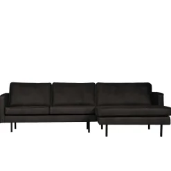 Wohnen 300x85x155 Retro Eckcouch in Schwarz - Avonita